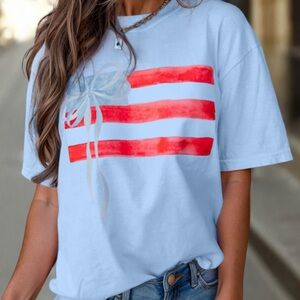 Women's Blue and Red Striped Top